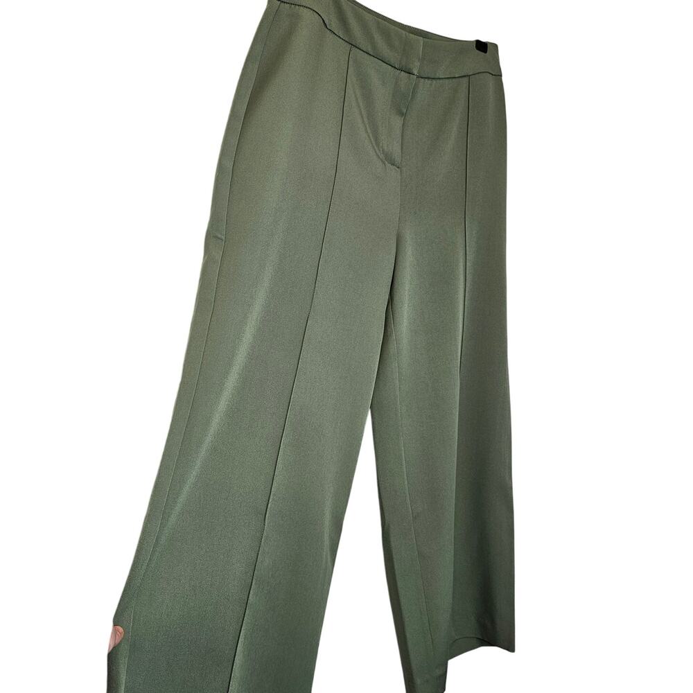 Nanette Lepore Prairie Sage Green Wide‎ Leg Cropped Pants Inseam 25" Size Medium - Picture 2 of 10